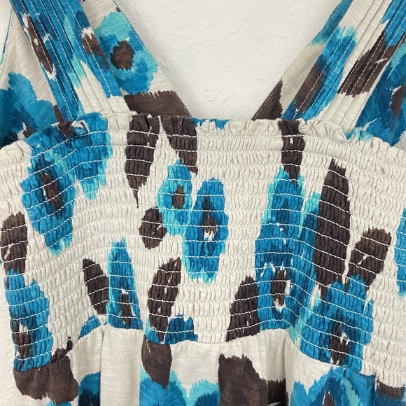 SOLD! Tommy Bahama Bright Blue Floral Print V-neck Dress - Picture 4 of 9